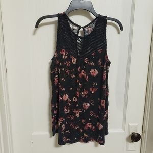 Black top with Floral Print